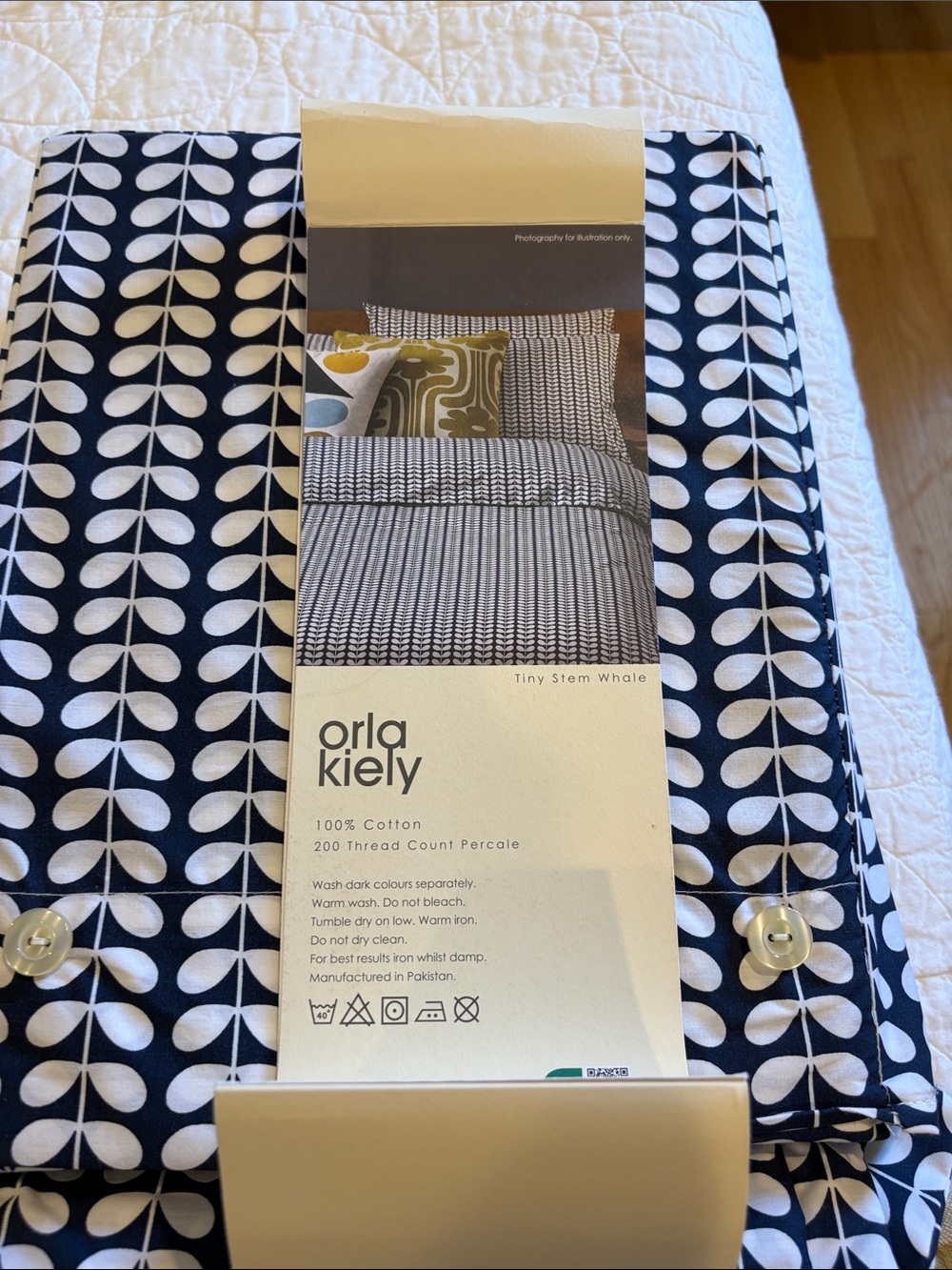 Orla Kiely Tiny Stem Navy & White Queen Bedding Set-EUC - Picture 11 of 11